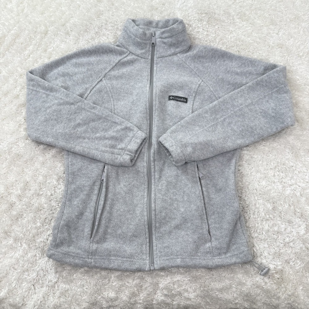 Columbia Jacket Womens Small Gray Full Zip Fleece Outdoor Hiking Pockets Casual